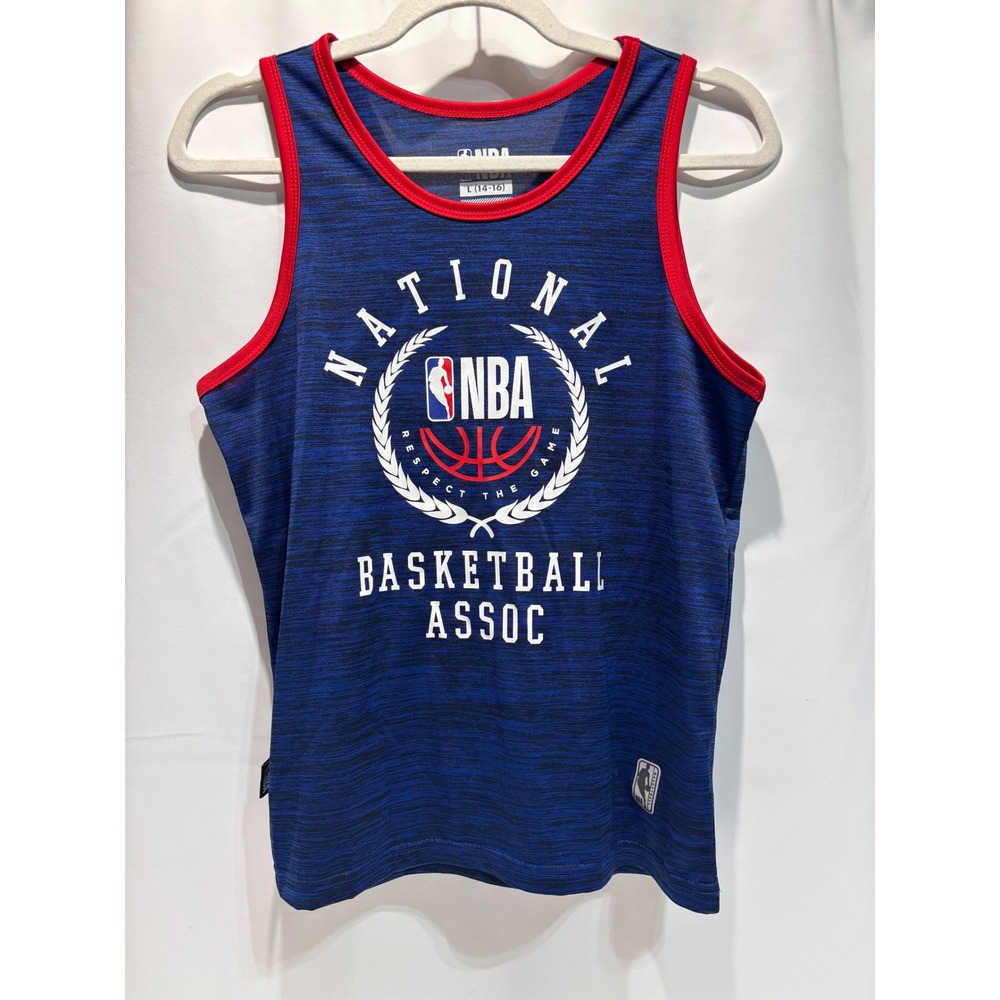 NBA Tank Top Youth Large L 14-16 Blue Red Graphic Sleeveless Shirt basketball